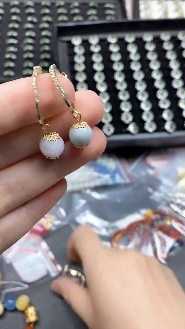 翡翠未镶嵌耳饰多样性发货拍一发一