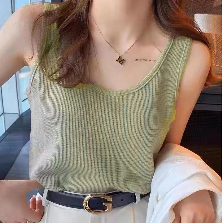 性感外穿小众修身纯色时尚无袖韩版背心通勤显瘦短款百搭打底夏季