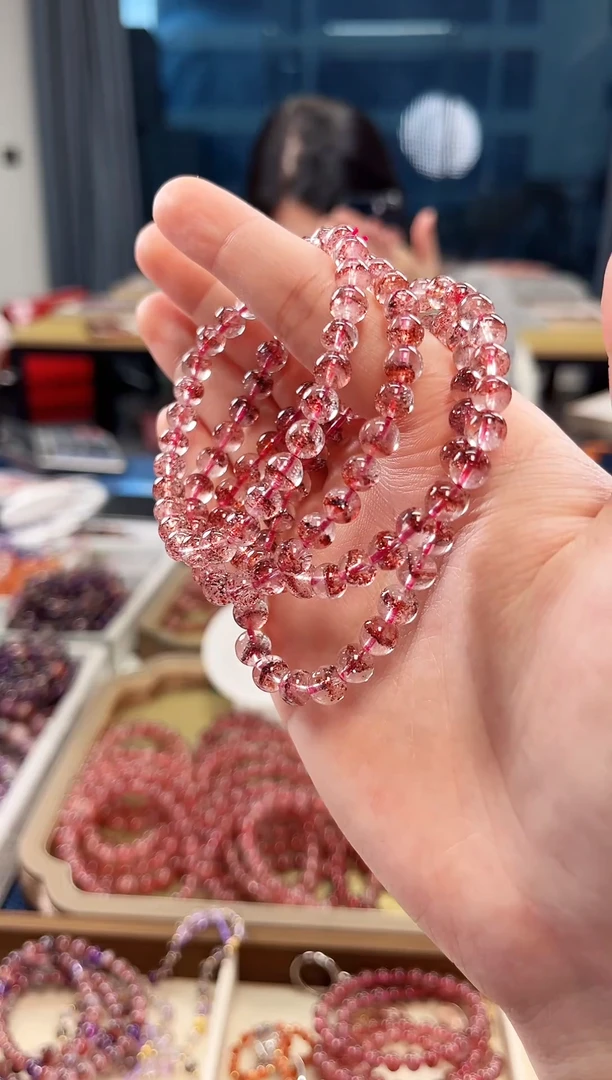 未镶嵌手串水晶金草莓超七单圈手串6mm【多样式发货】