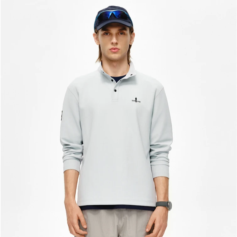 【肌理感格型T】比音勒芬25秋冬新款男士时尚可翻折亨利领长袖T恤