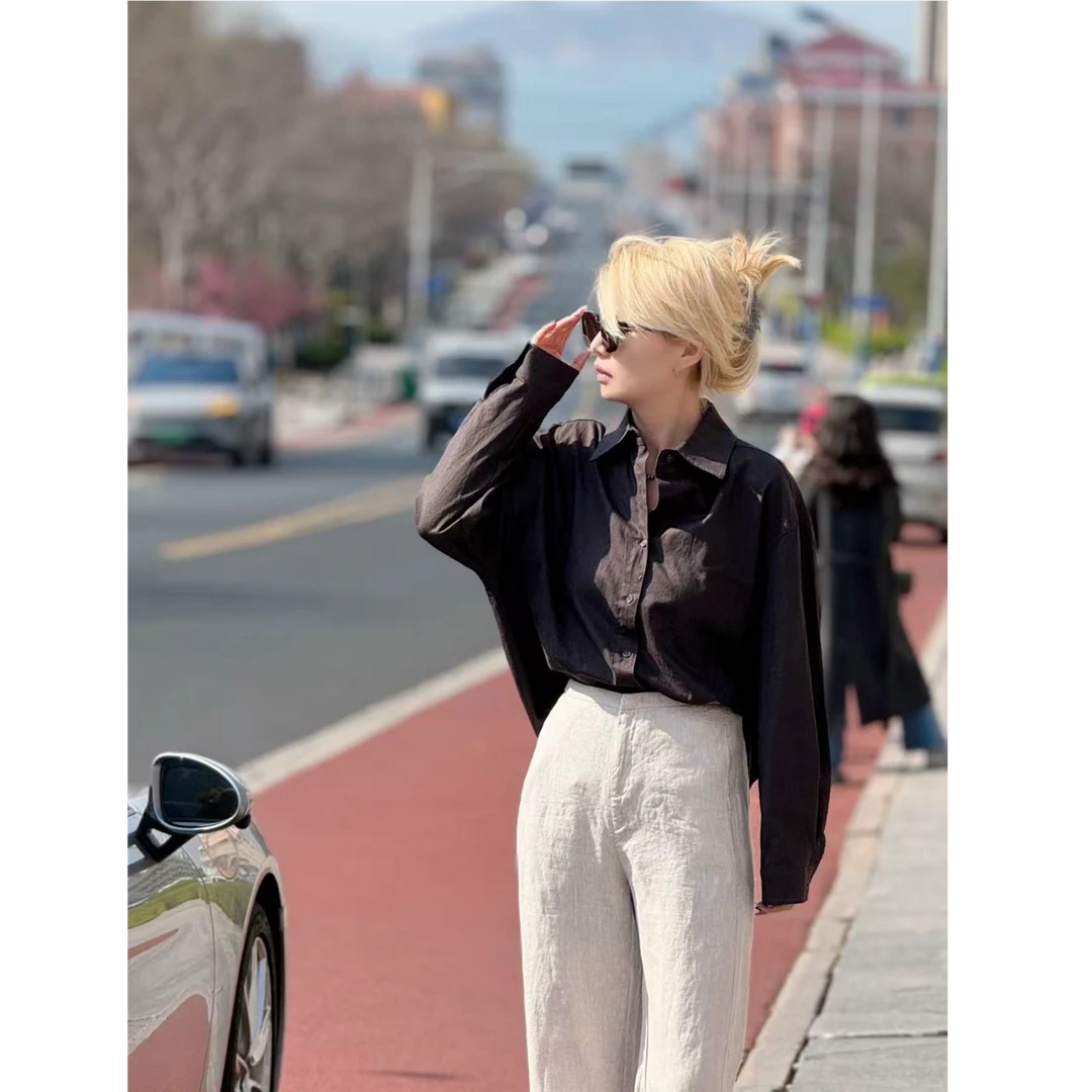 CJ 亚麻高品质水洗松弛感休闲显瘦衬衫