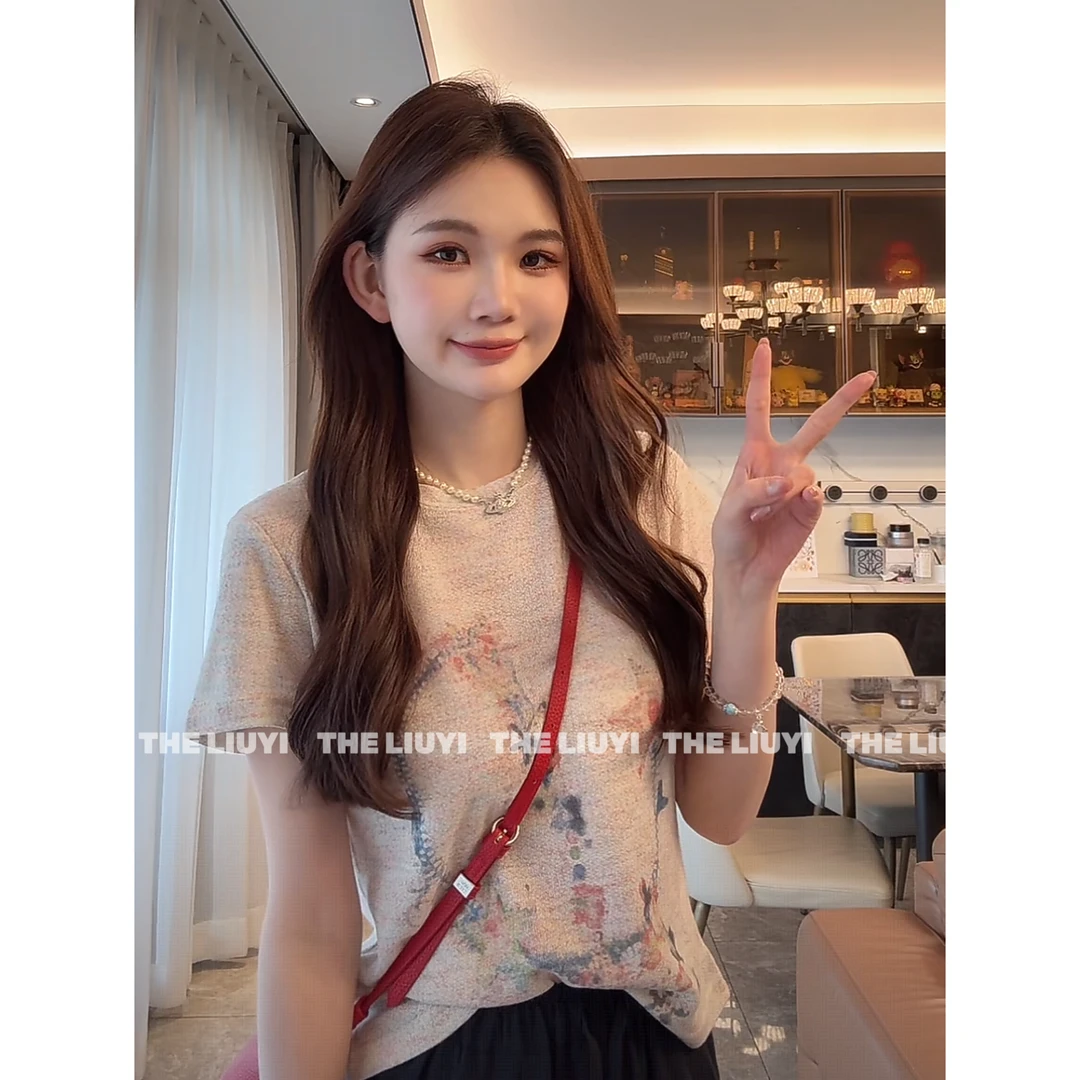 【LIUYI】夏季重工水墨短袖T恤54204