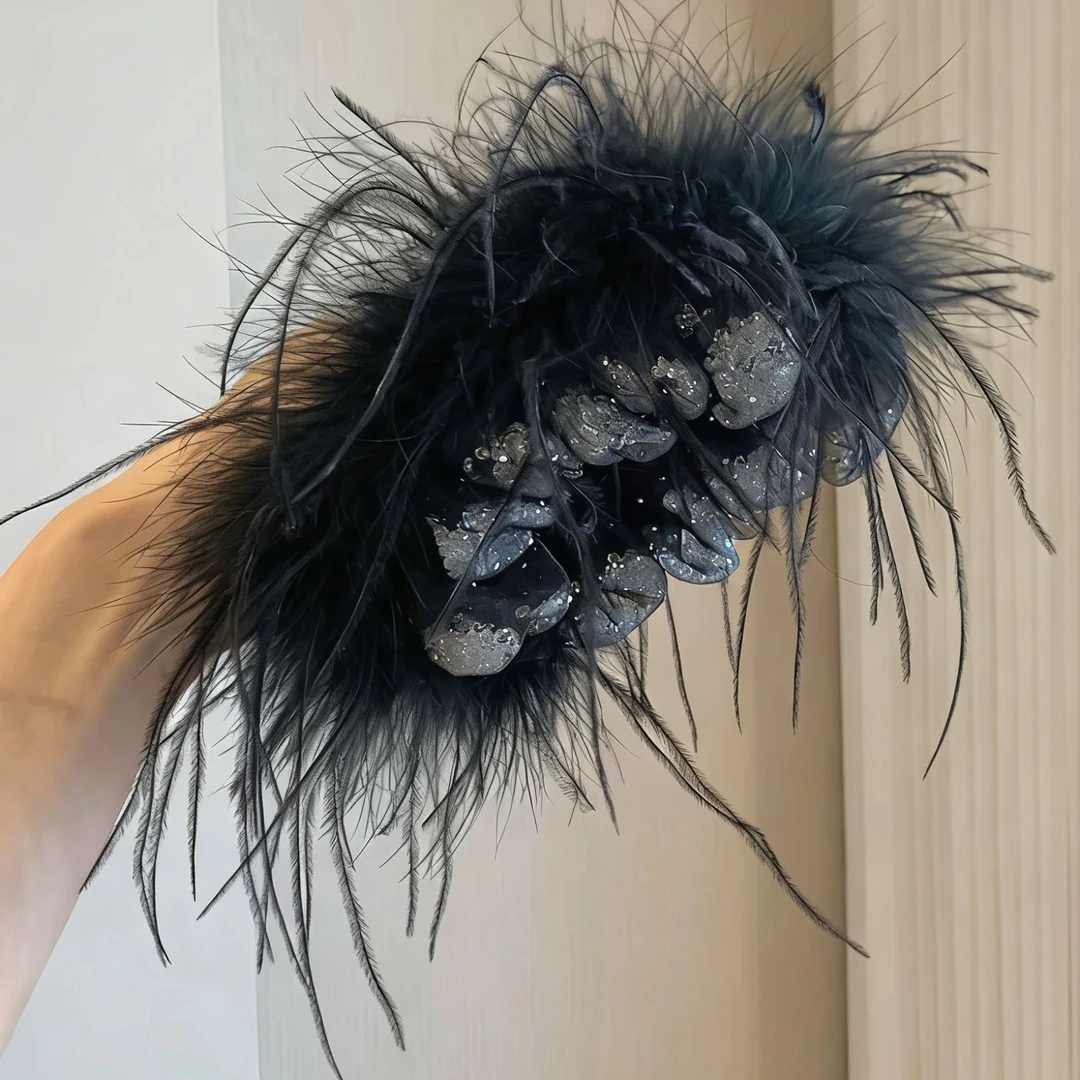 时宴泡芙泡泡流沙羽毛抓夹氛围感后脑勺发夹发饰超仙小众鲨鱼夹女