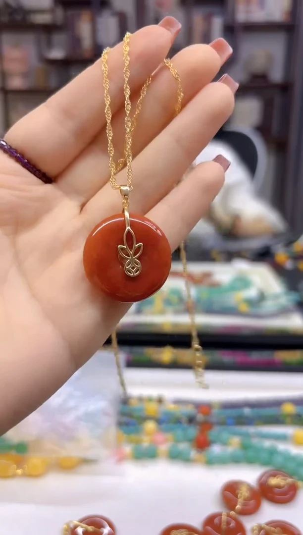 【闪购商品】翡翠吊坠(赠链)银S925镀金镶嵌D281