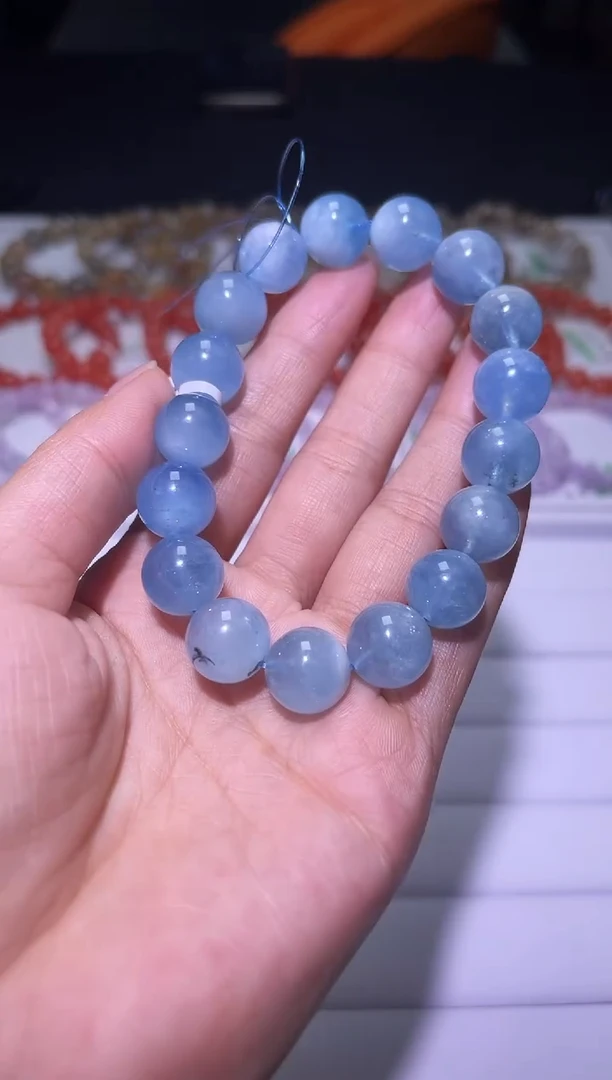 1海蓝宝石（处理）J027-12mm海蓝宝单圈-多样性发其一