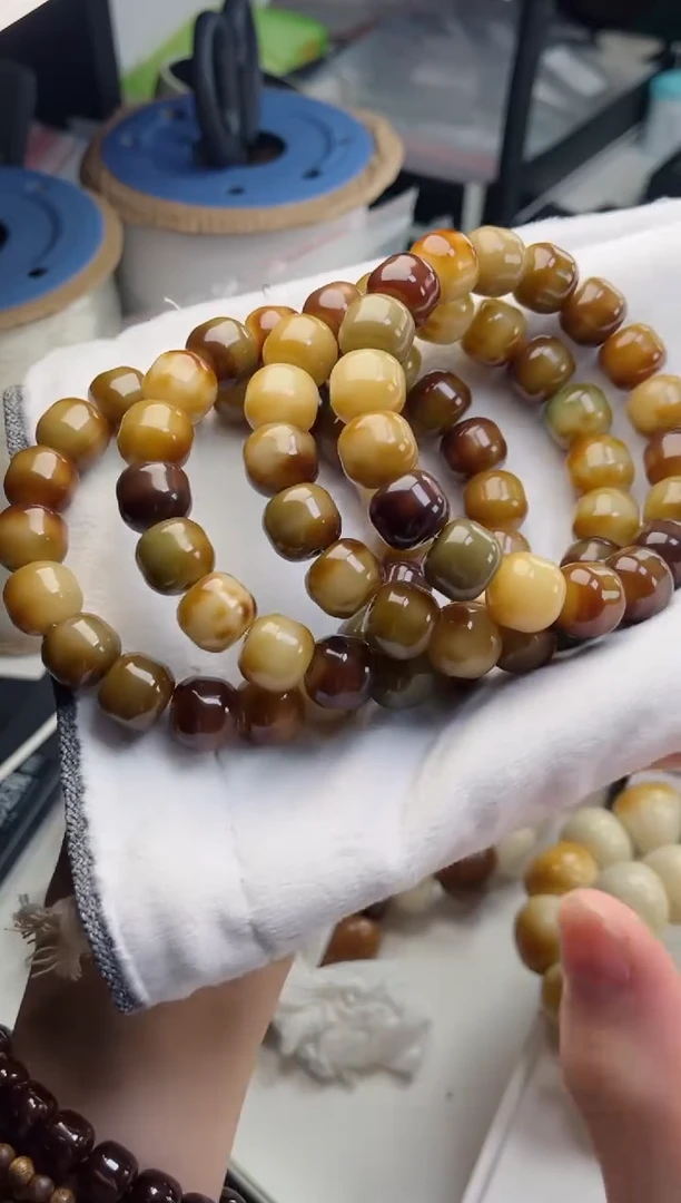 手串菩提根/象牙果c35冻顶乌龙 玉化汉堡11*13手串