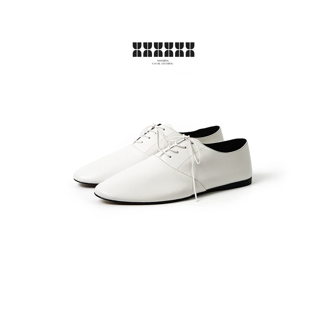 25春季新款高定优雅尖圆头绑带小单鞋小羊皮超柔软舒适平底轻奢女