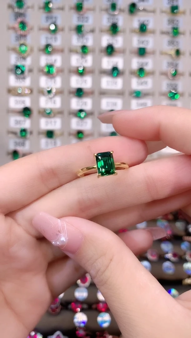 戒指透辉石银S925镶嵌68金色