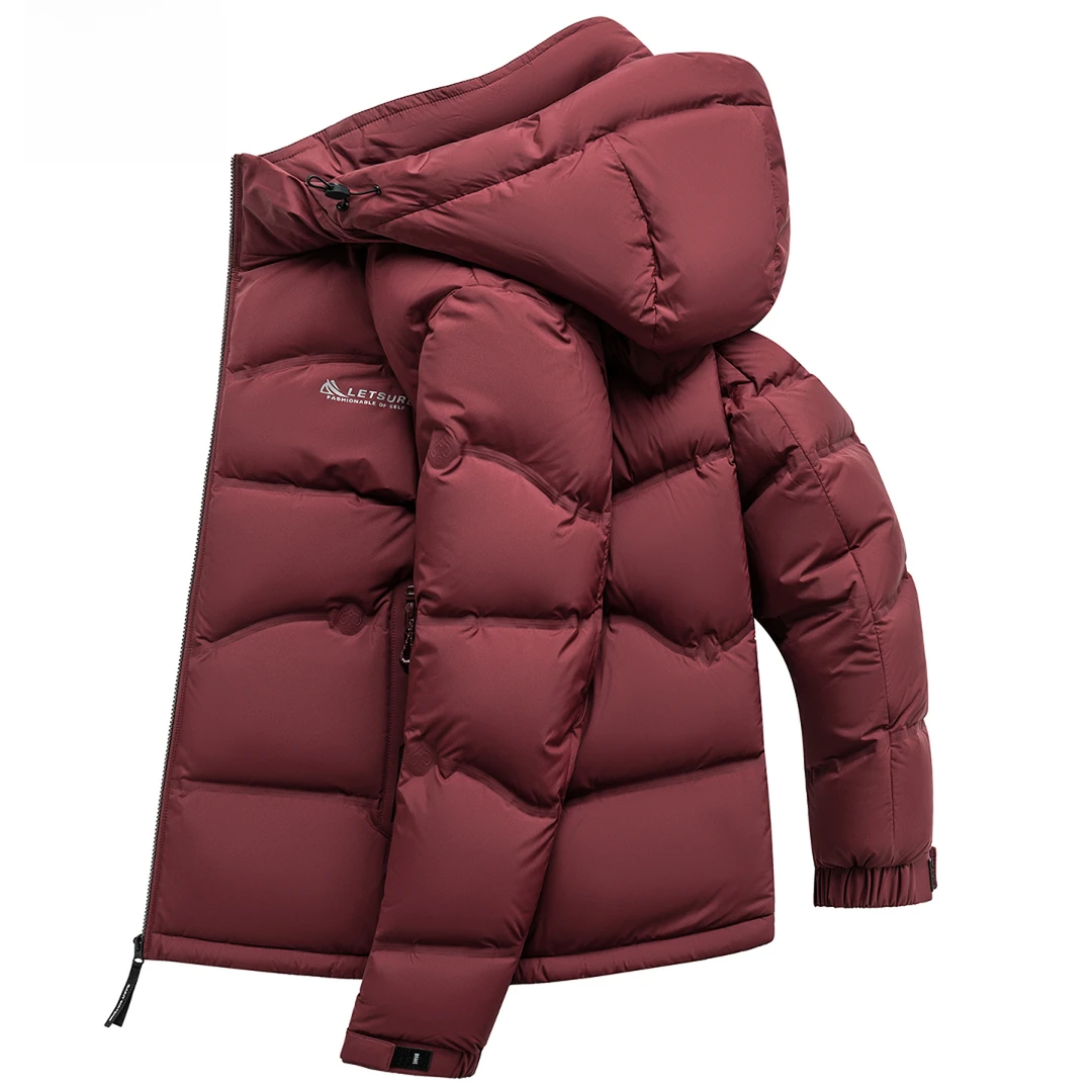 连帽羽绒服男短款2025冬季新款休闲保暖白鸭绒防寒外套保暖上衣男