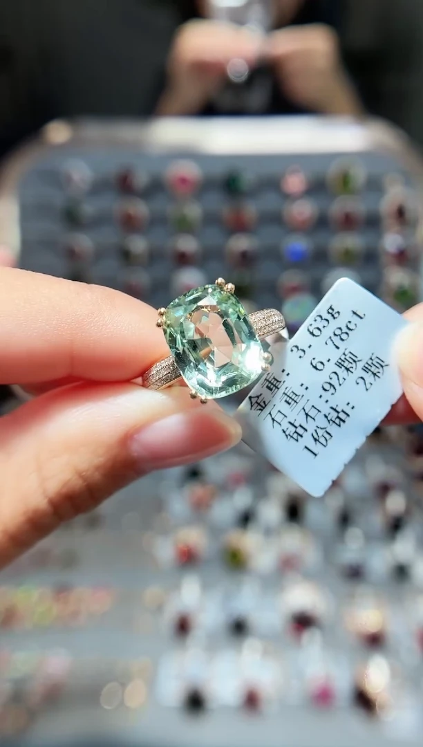 18K金镶嵌戒指碧玺6.78.