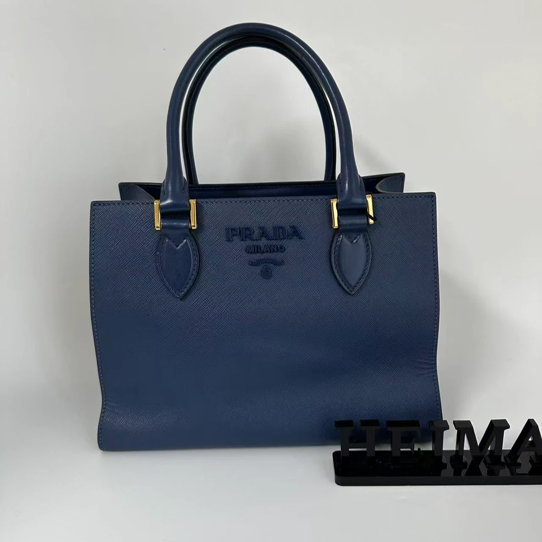 95新 Prada/普拉达 16176763 Prada蓝色托特包 26*19