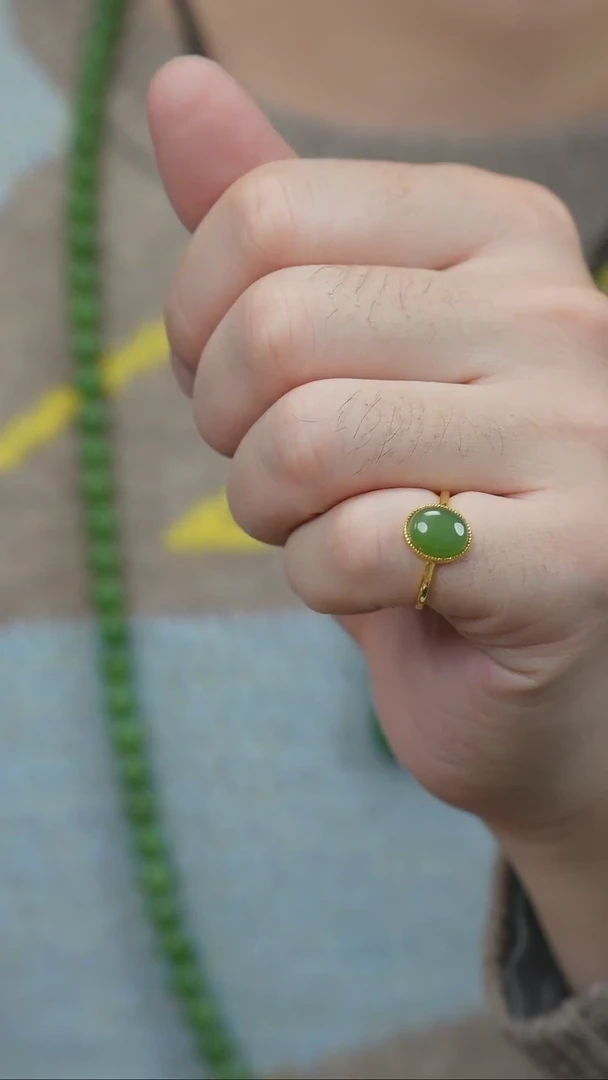 【闪购商品】和田玉戒指银S925镶嵌戒指