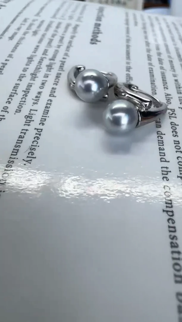 银S925镶嵌海水珍珠耳饰耳扣