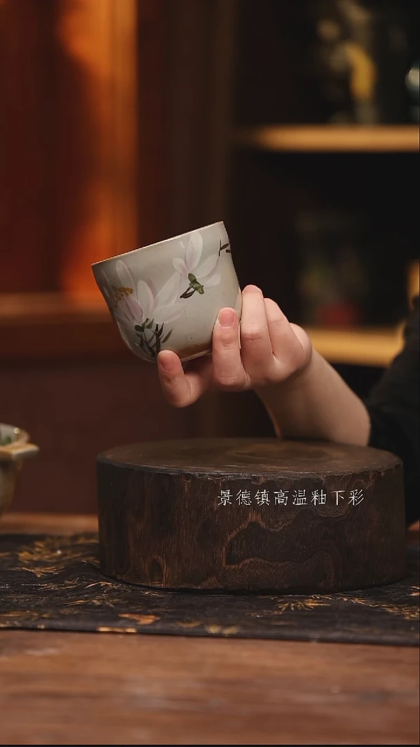 陶瓷 景德镇高温釉下手绘陶瓷@L818@