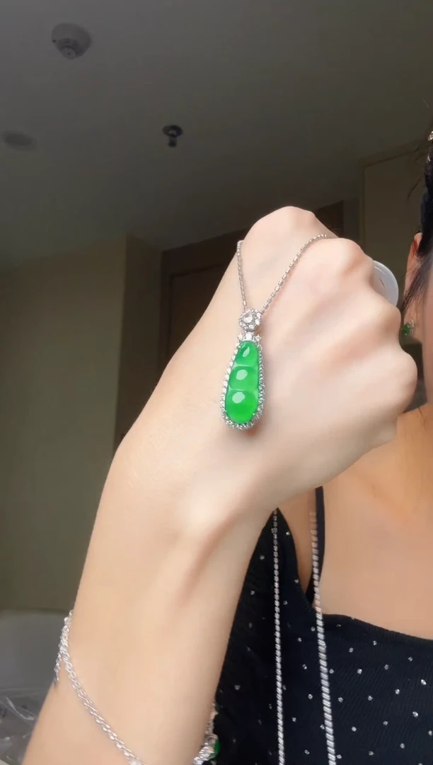翡翠银S925镶嵌吊坠(不含链)天然翡翠吊坠