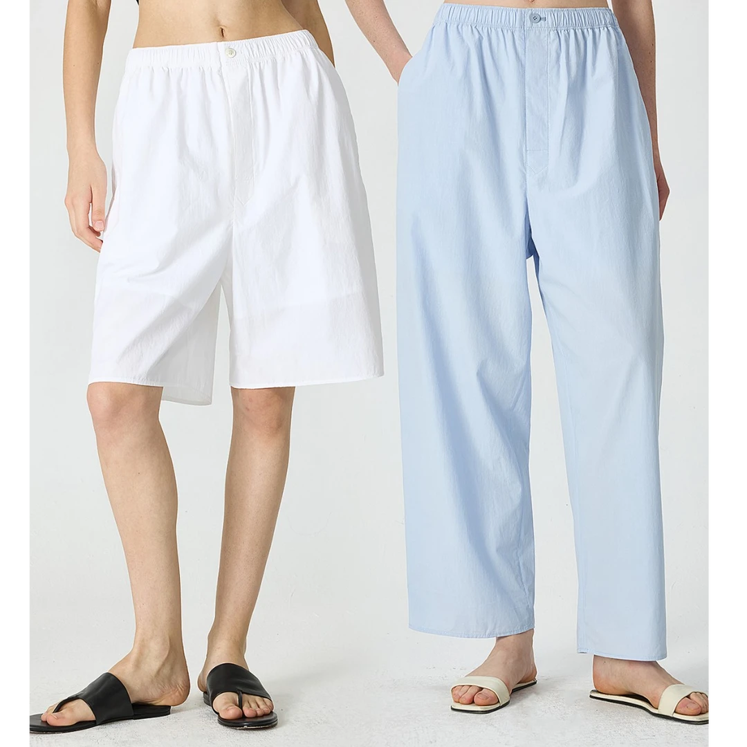 KEIGAN/开间时髦宽松佰搭抽绳短裤/长运动纯棉直筒休闲夏季透气裤