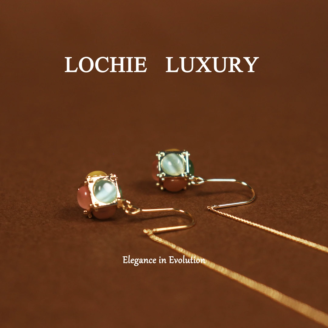 黄铜耳饰 【魔方饰界】L153法式经典气质轻奢彩色魔方吊坠耳饰