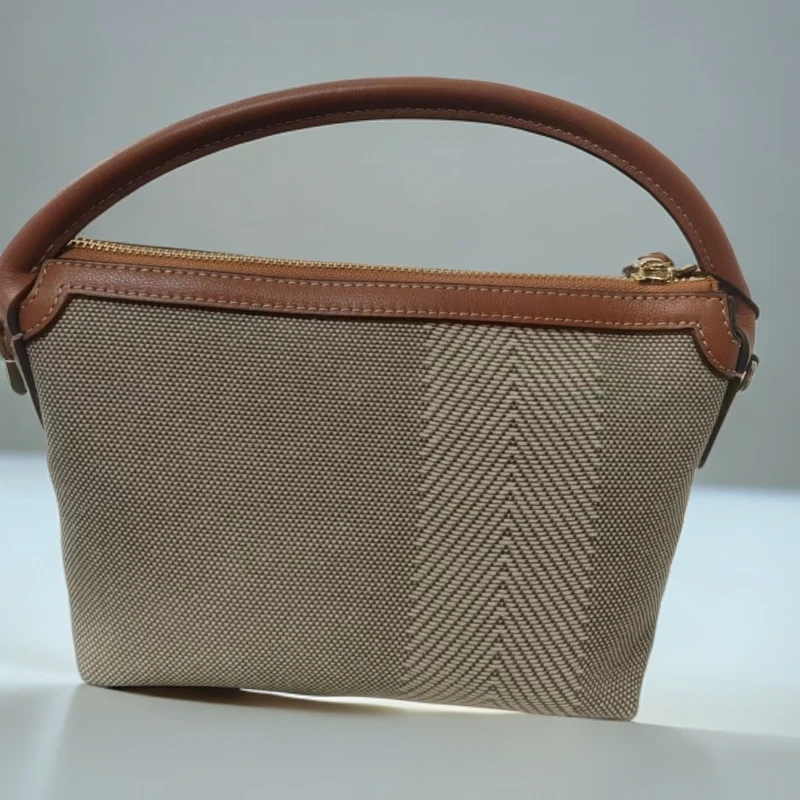 BIOKGOL/百顾新品上新 小众设计 原厂原皮 条纹黄麻休闲包包 1067