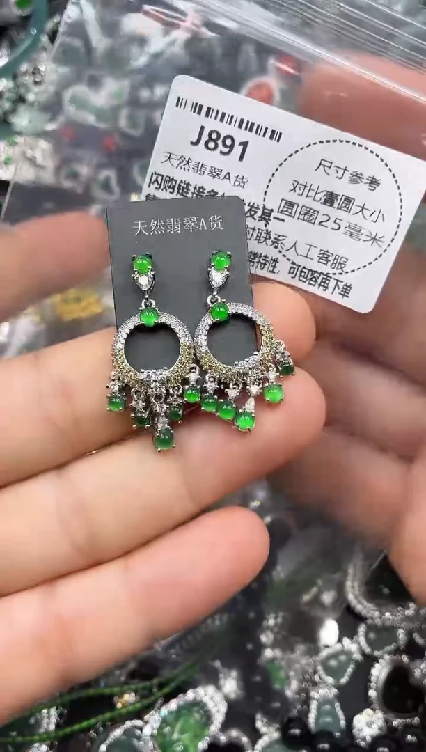 颈饰未镶嵌翡翠J891耳钉