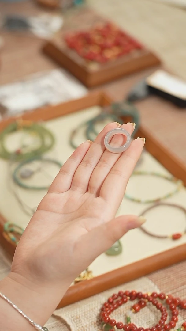 和田玉戒指未镶嵌烟紫和田玉 戒指/18（多样性发货）