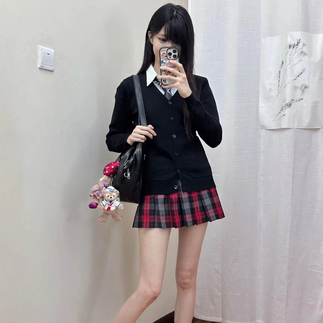 麻薯物语原创jk制服收腰开衫毛衣紧身高弹涩谷辣妹百搭学姐毛衣