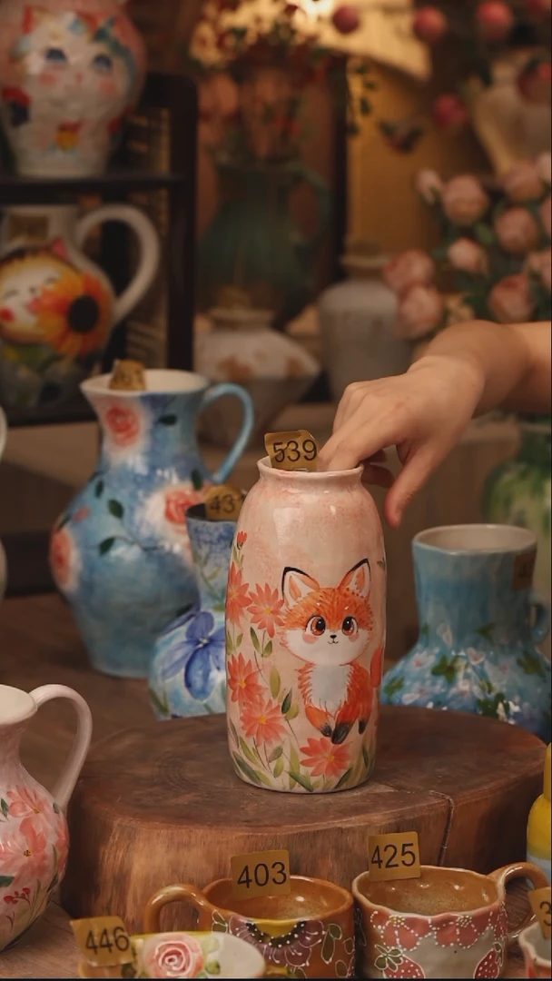 陶瓷539景德镇设计师手作花器摆件侘寂风