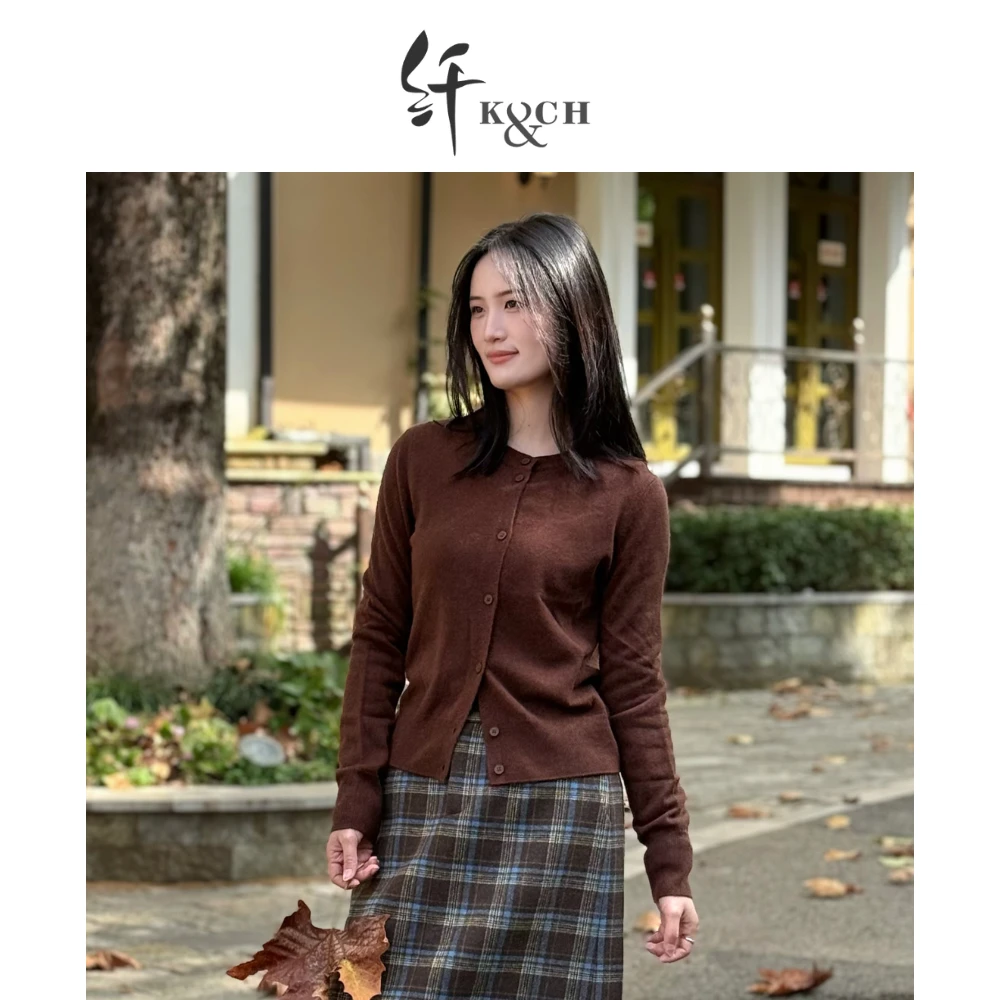 K&CH/纤修身百搭插肩长袖针织开衫女装圆领毛针织衫8422EA899H1