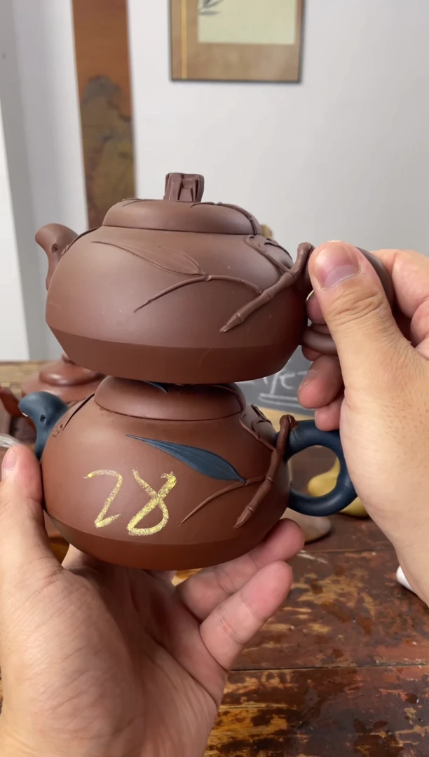 茶壶紫砂90年代老壶工糙泥好竹子两把28