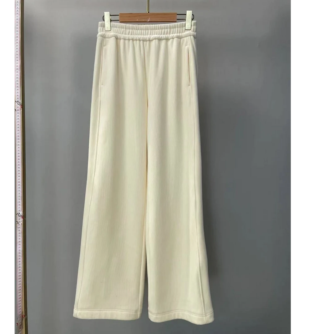 GXO加厚保暖糯米裤KQ0019阔腿裤白色宽松长裤纯色女装休闲