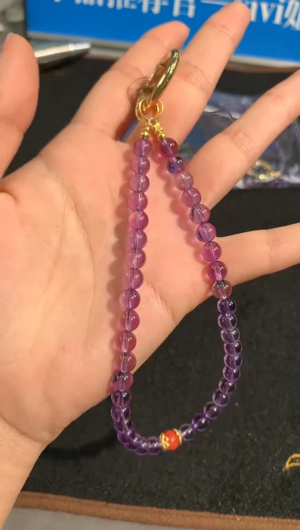 【闪购商品】发晶手链未镶嵌紫水晶手机挂