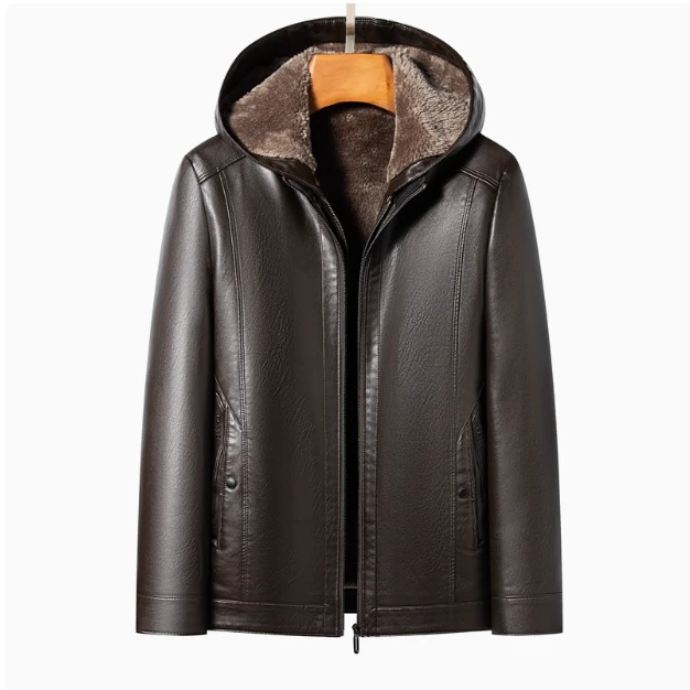 【帽子可拆卸】2024新款男士商务休闲真皮高档百搭一衣两穿皮外套