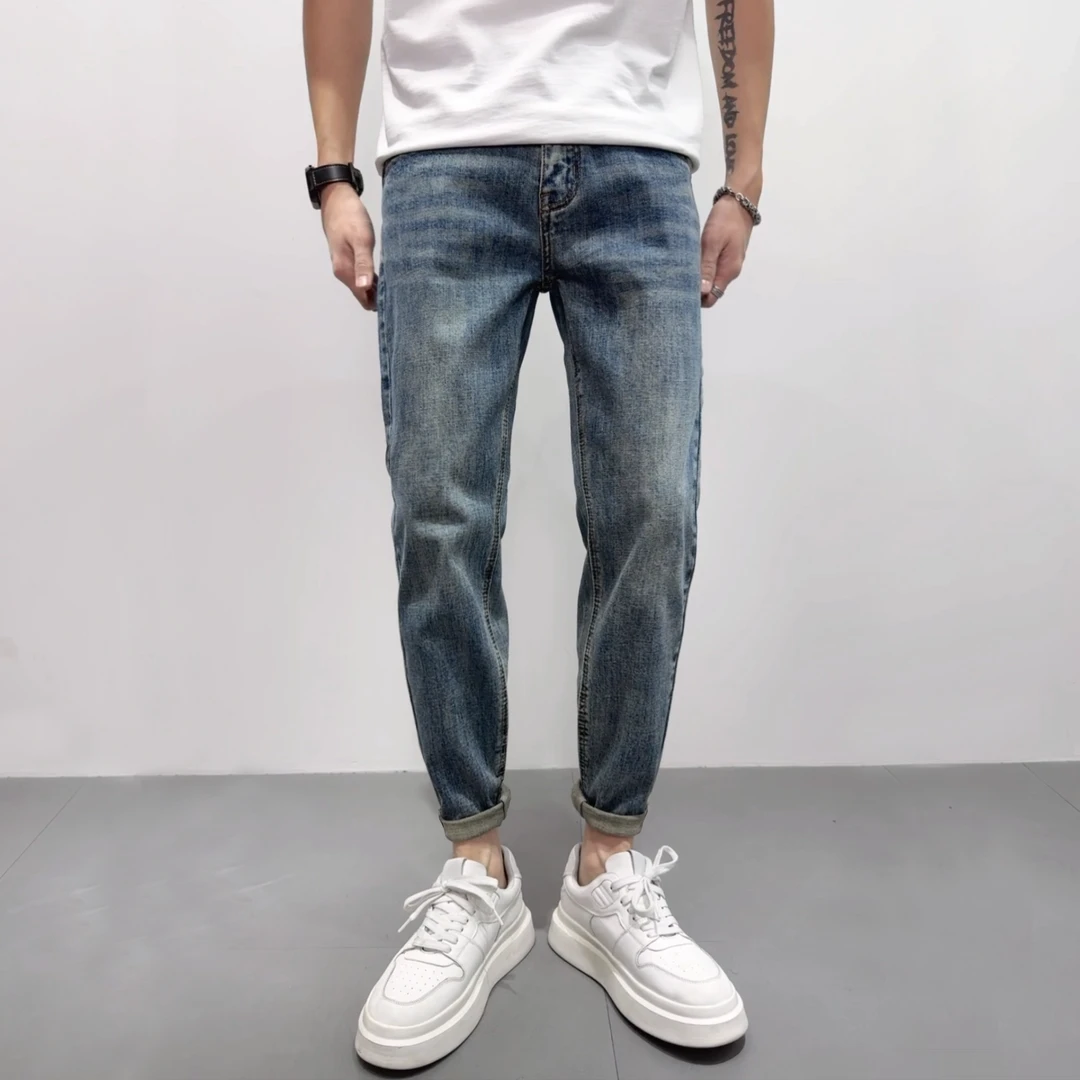 秋季九分牛仔裤男款爆款2025新款休闲百搭潮流韩版男士修身小脚裤