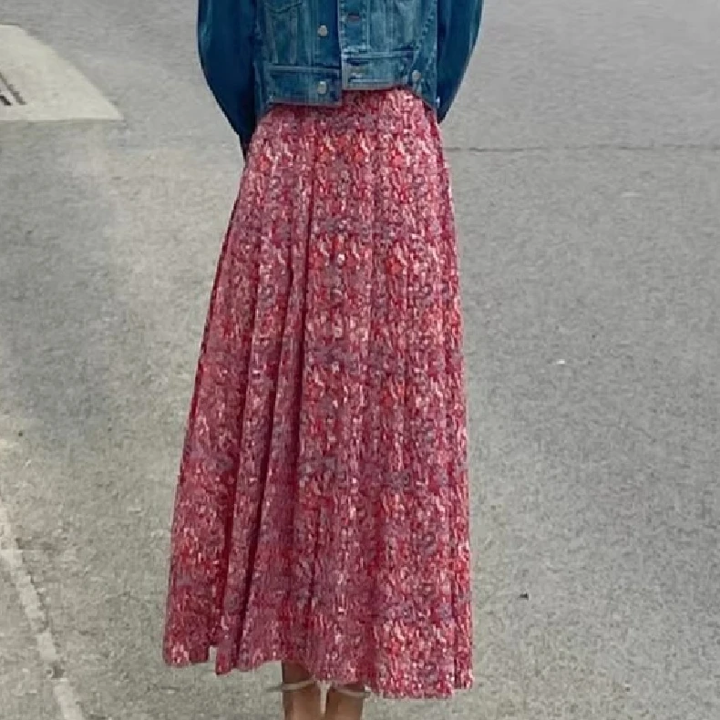 阿玛施 AMASS【西西里的慢花】高腰A型显瘦遮肉碎花裙5200436