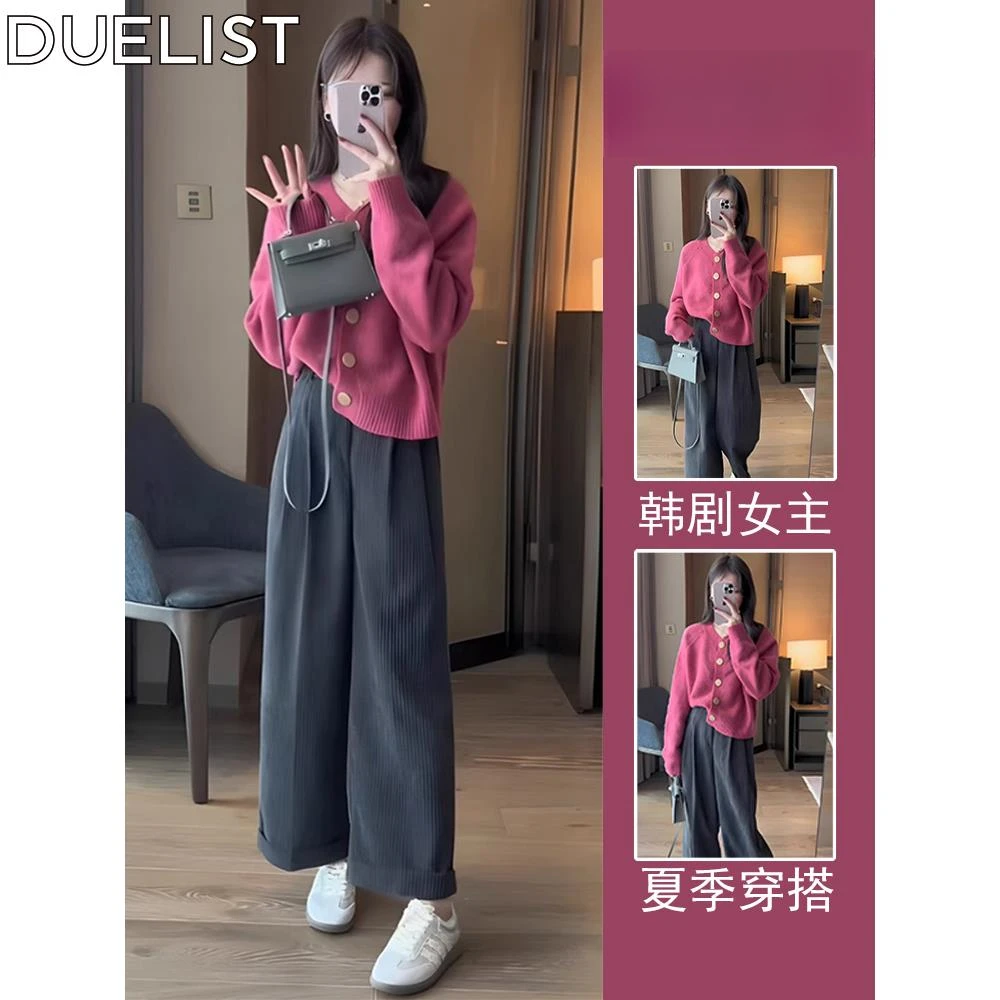 DUELIST秋季套装女装新款娇小胸款高端韩式小香款毛衣两件套时尚