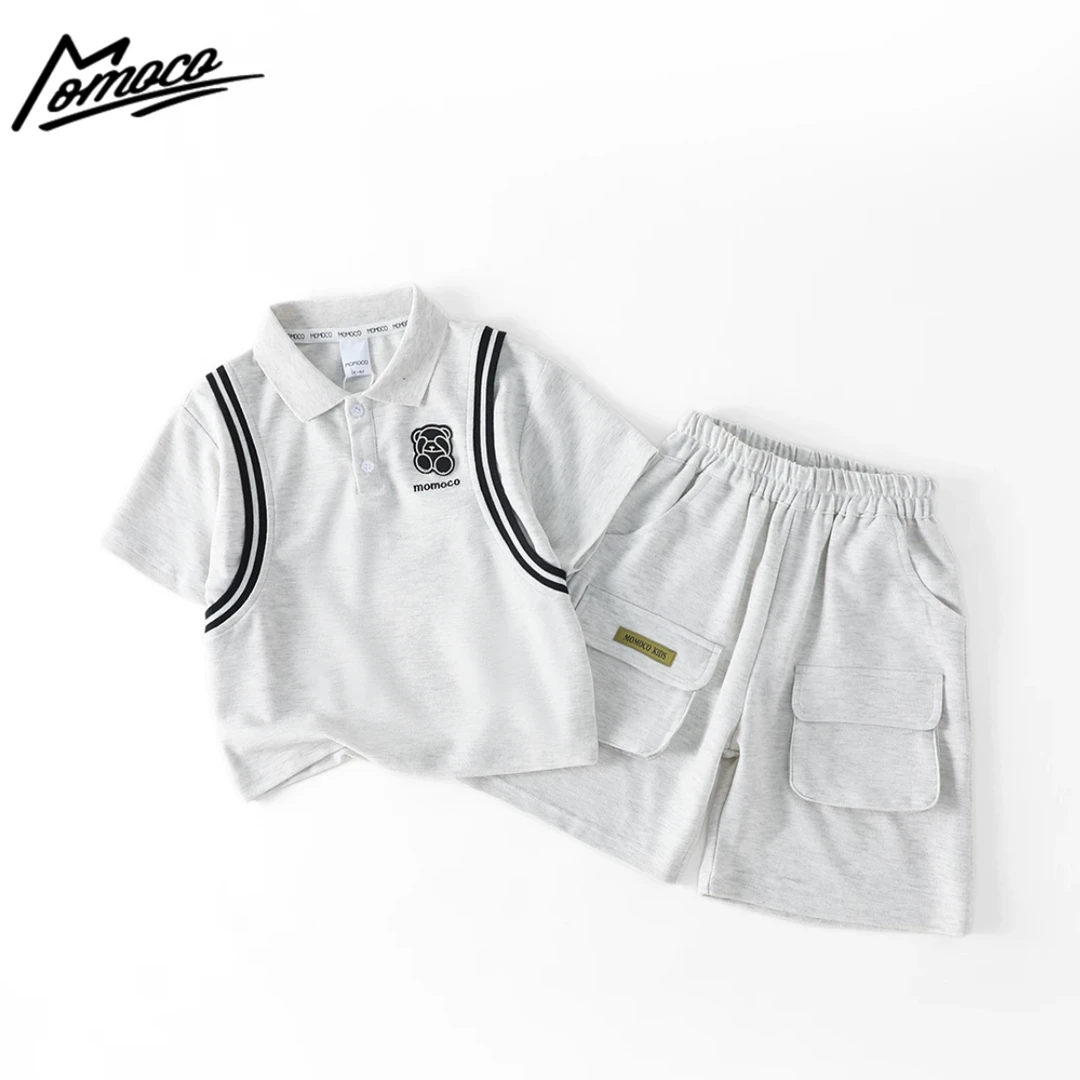 MOMOCO夏季款男童欧若风时尚牛仔套装两件套77240578001