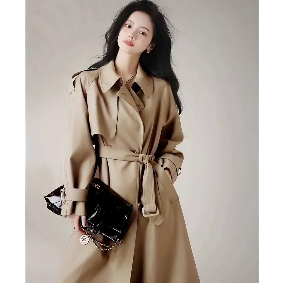 风衣女2025春秋新款高级感气质休闲收腰宽松中长款过膝英伦风外套