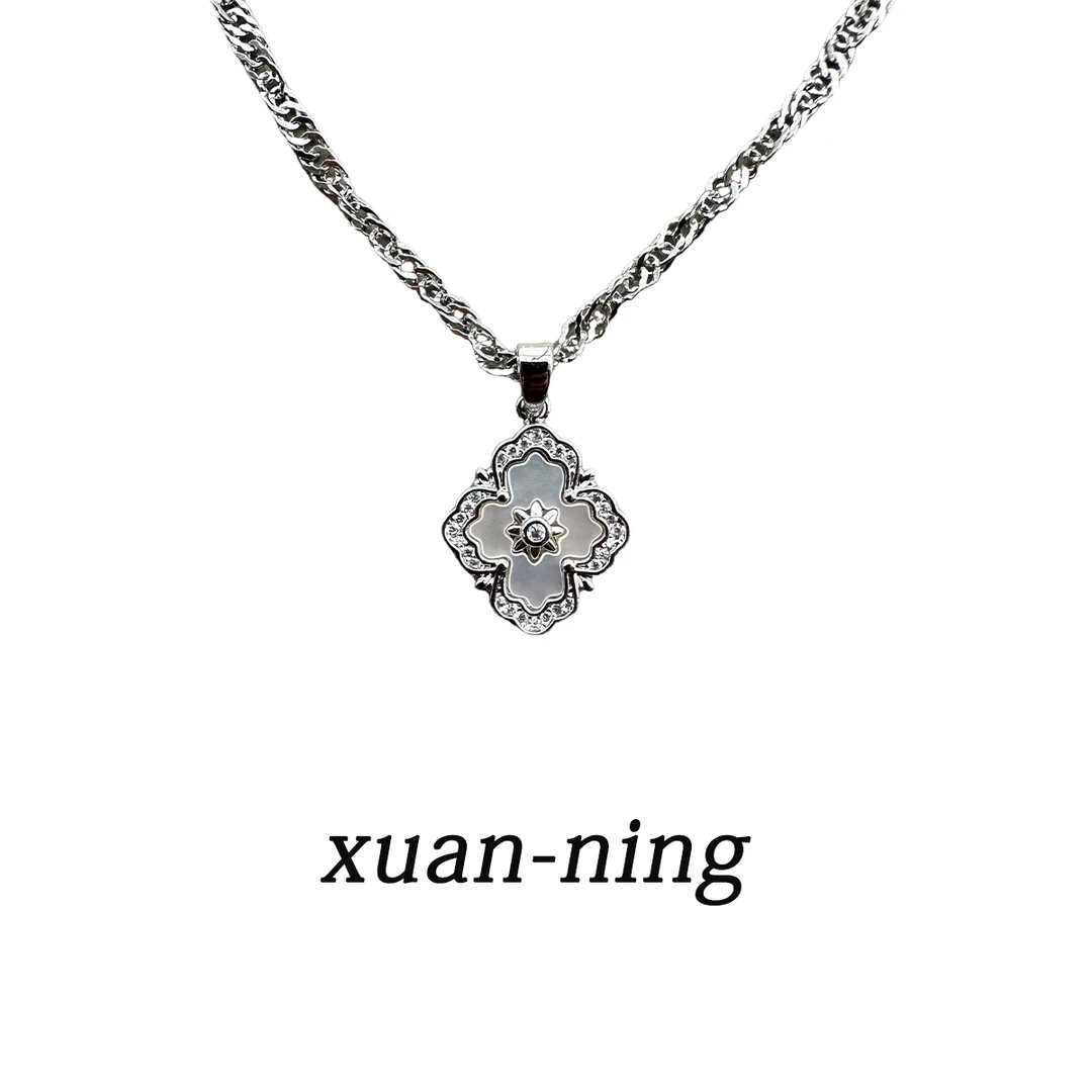 钛钢项链 小众精致幸运草水波链颈链轻奢高级感百搭项链男女配饰