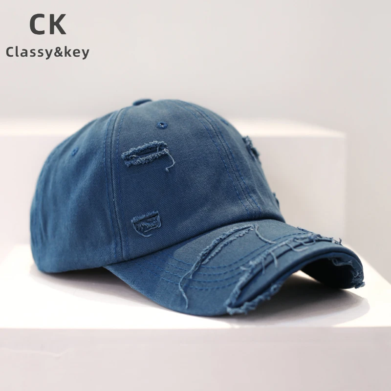 Classy key新加坡设计师联名款破洞棒球帽百搭软顶弯檐鸭舌帽女夏