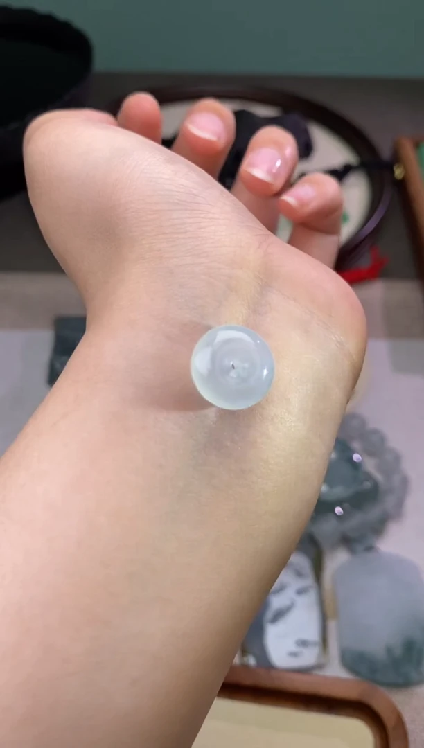定制翡翠未镶嵌白冰平安扣
