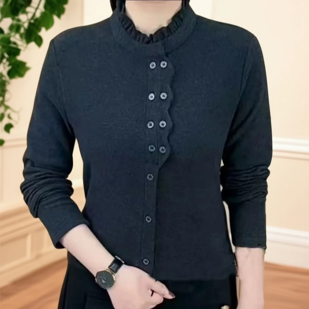 T恤女休闲半高领上衣女士休闲百搭打底衫中年妈妈显瘦气质小衫