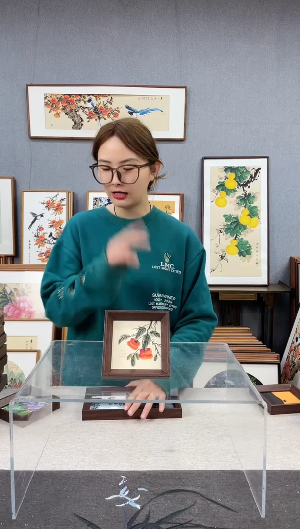 【闪购商品】国画5寸-小摆台作品孔德尚--柿子