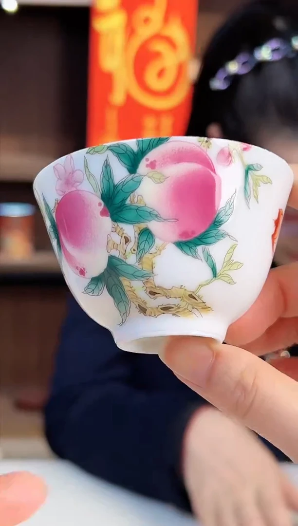 【闪购商品】杯子景德镇陶瓷三桃小杯