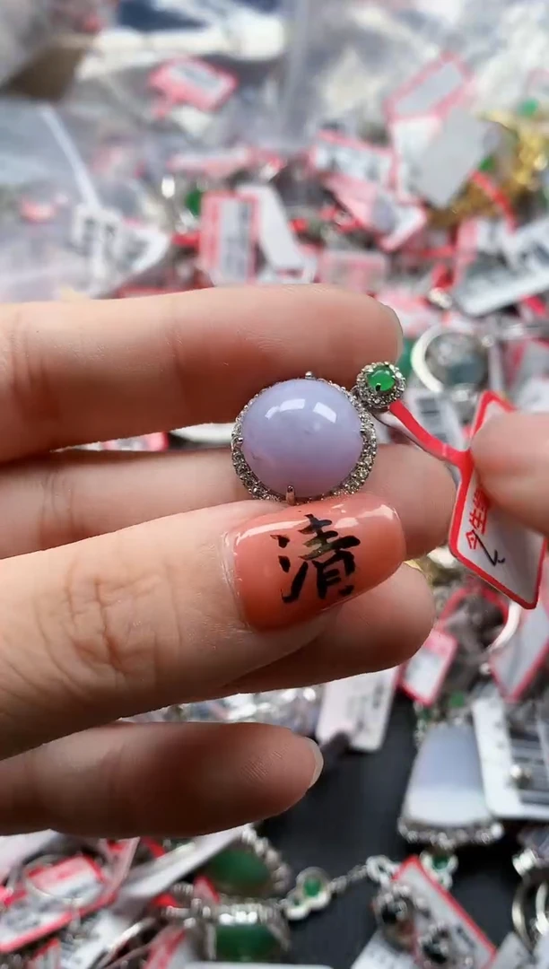 银S925镶嵌戒指翡翠天然A货缅甸翡翠
