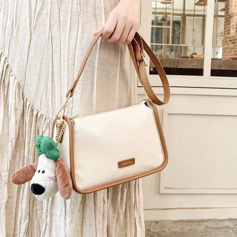 稻草人女包时尚休闲可爱卡通斜挎单肩包洋气简约布包轻便小方包