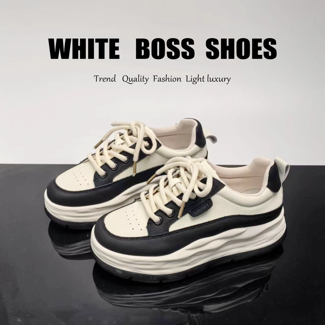 春季新款厚底小白鞋学生板鞋百搭休闲学生风圆头休闲女鞋 9966