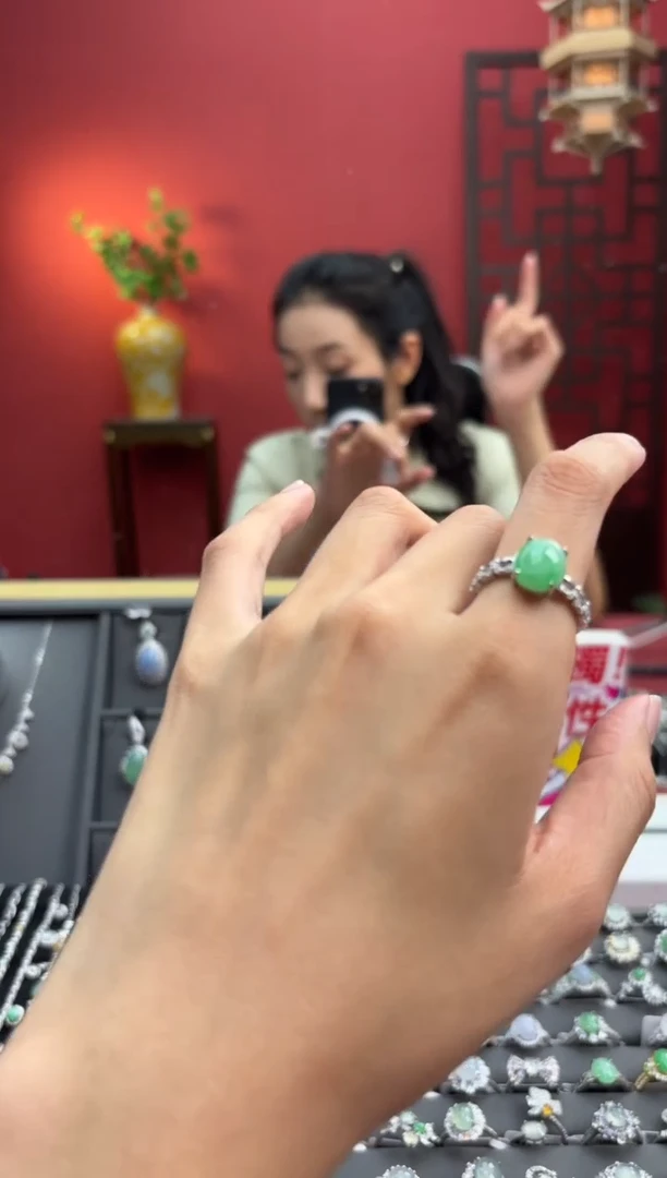 银S925镶嵌戒指翡翠003992R