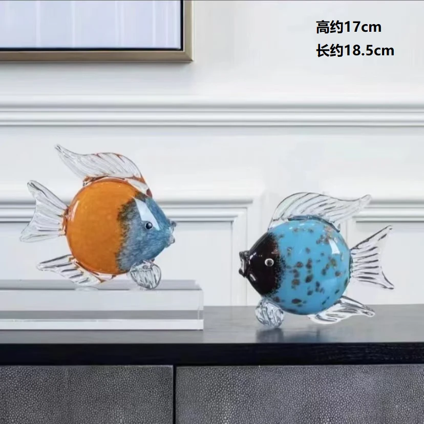 手工琉璃摆件【亲嘴鱼】摆件工艺品茶几家居软装 一对鱼摆件花器
