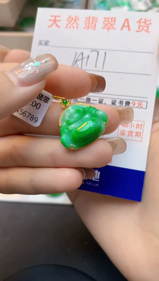 颈饰18K金镶嵌翡翠天然A货翡翠百元以上9元证书费自理