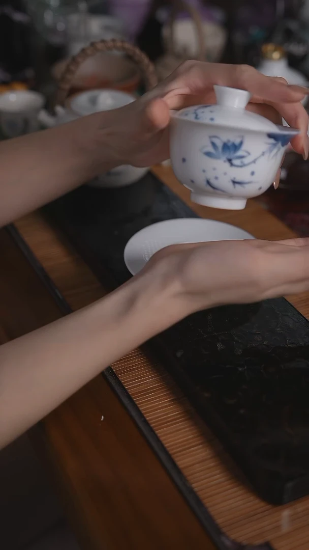 荷花三才盖碗  WLD0002
