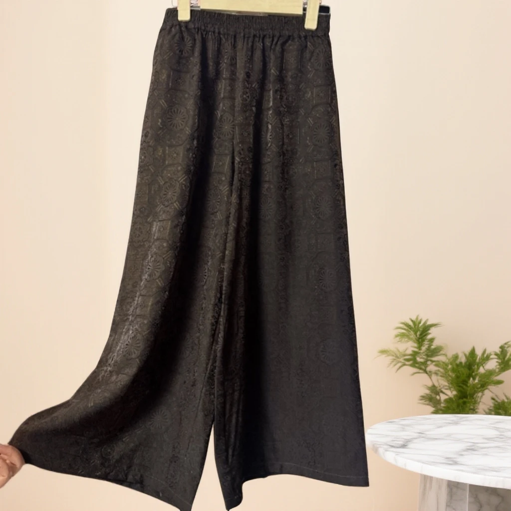 929 【巧姐专属】新款时尚休闲宽松新中式提花减龄阔腿裤